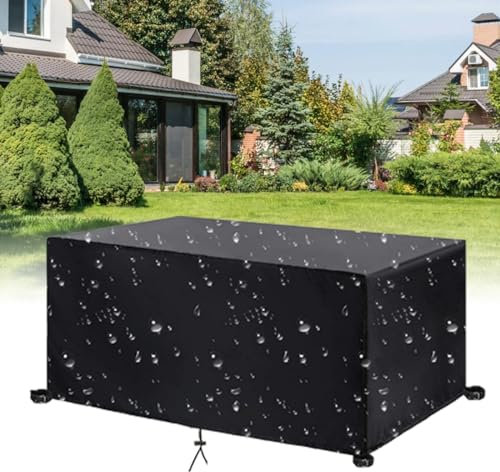 Abdeckung für Gartenmöbel-Set, 290 x 265 x 110 cm, wasserdicht, Terrassentischabdeckung für Würfel/rechteckige Gartenmöbel, schwarzes Rattan, Sofa, Stuhl, Schutzhülle
