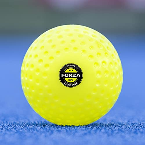 FORZA XL Junior Hockey Balls – Large Dimpled Youth Training Balls for Skill Development – Durable Grade 1 PVC Construction – Available in Packs of 1 & 4 (Pack of 4)