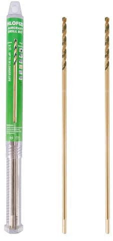 HLOFIZI 5/16 x 12 Inch Extra Long Drill Bits (2 Pack), Aircraft Drill Bit Black and Gold M2 HSS for Wood, Plastic, Thin Metal Sheet