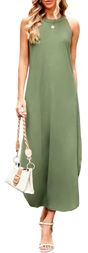 DUOEASE Vestito Donna Halter Basic Abiti Estivi Casual con Spacco Abito Senza Maniche