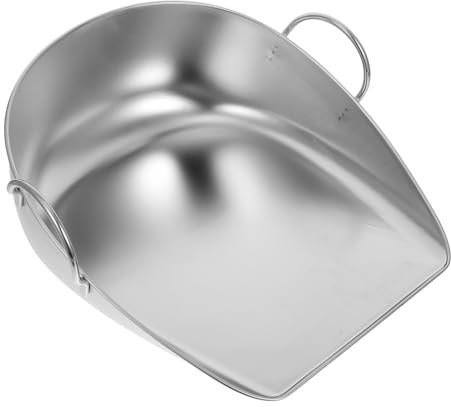 Ipetboom Recogedor Acero Inoxidable con Doble Asa Ergonómica para Granos y Basura Gran Capacidad para Uso Granjas y Jardines Recogedor Manual Resistente y Fácil De Limpiar