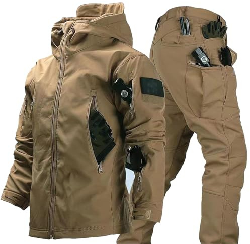SHAIRMB MilitäRische Softshell-AnzüGe, wasserdichte Tarnuniform, Taktische Jacke Und Hose FüR Herren, wasserdichte Armee-Kampfanzug-Sets, FüR Arbeit, Freizeit, Alltag, Jagd