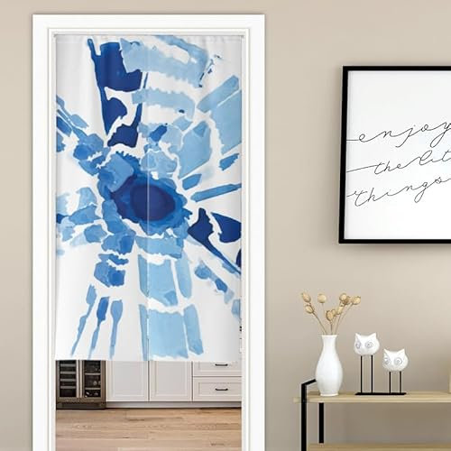 Küchenvorhänge Blaue Graffiti Scheibengardinen Polyester Vorhänge Kurz Waschbar Raumteiler Vorhang Türvorhang Langlebig Küchenvorhang Kurze Gardinen Verdickung Tür Vorhang 70x150cm