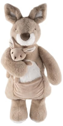 Sänger Wärmflasche 0,8 Liter mit Plüschbezug in Tierform – Kuschelig weicher Tierbezug mit Baby-Figur – (Känguruh Pearl und Baby Polly)