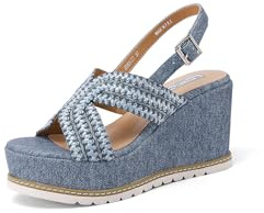 QUEEN HELENA Chaussures compensées à talons hauts Sandales Hautes avec Plateau Casual Femme ZM9927