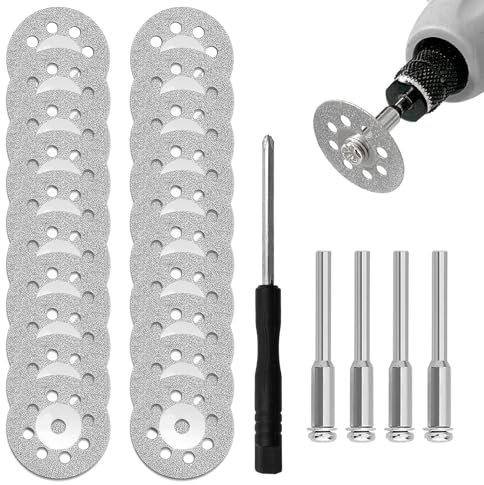 OMJMYY 20 pezzi Disco Diamantato Disco da Taglio Diamantato Dischi Diamantati per accessori per utensili rotanti Dremel Diamantati Mini di Tagliante Sega per il taglio piastrelle granito