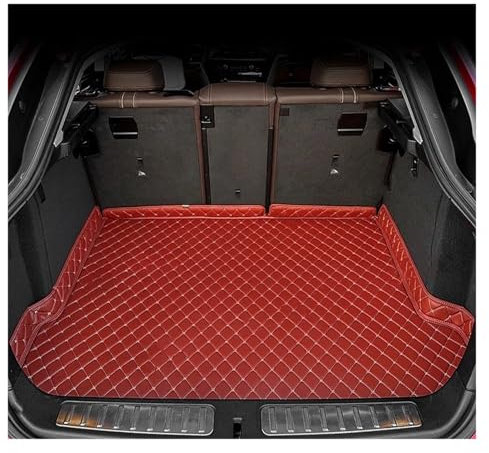 DZSFSTRHRRT Kofferraummatte Kofferraummatte für VW für Touran L 5-Sitzer 2016 2017 2018 Custom Car Zubehör Auto Innendekoration Kofferraumwanne(WEINROT)