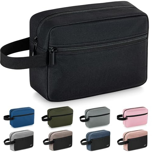 Elviros Travel Borsa da toilette da viaggio da uomo, borsa da toilette portatile impermeabile con scomparto per la rasatura e maniglia, organizer per cosmetici da palestra, doccia e bagno, Nero