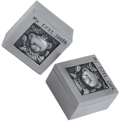 Yardwe Boîte à Souvenirs Petite Boîte de Rangement Commémorative en Alliage Argenté Organisateur pour Suivre la Croissance Bébé pour Dents de Lait Présent pour Garçon et Filles