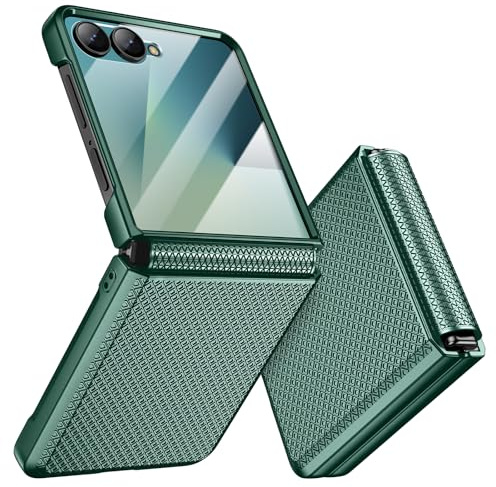 Doeshine for Samsung Galaxy Z Flip 7 Case [Not for Flip 7FE] with Back Screen Protector & Hinge Protection, Slim Fit Stylish Texture Non-Slip Hard Shockproof Protective Cover for Z Flip 7 (Green)