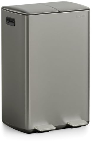 mVm Kitchen Bin,60L Dual Rubbish Bin,2 x 30L Stainless Steel Pedal Bin,Double Recycling Bin with Soft-Close Lids and Plastic Inner Buckets,Fingerprint Proof,Odour Seal,Large Capacity Trash Can