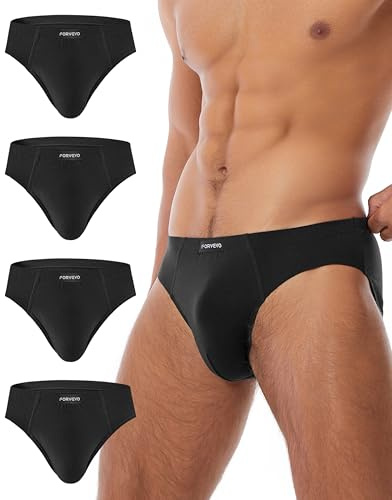 FORVEVO 4 Pack Men's Underwear Briefs, Cotton Mens Underpants, Breathable Stretch Pants Waistband Briefs Underwear (M-XXL)
