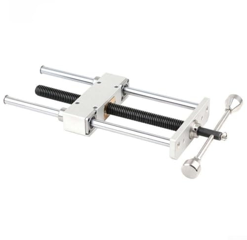 Woodworking Table Vise Heavy Duty Double Link Clamp with Anti-Slip Rubber Pads for Workbench, 300mm Clamping Range, Aluminum Alloy Construction for Secure(Silver)