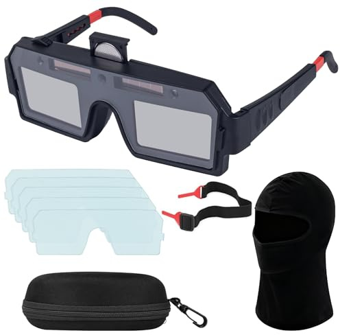 UMYLOV Auto Darkening Welding Goggles, Eyes Protected, Solar Welding Goggles, Mask Helmet, True Color Anti-Glare Safety Welding Glasses with Storage Case Replacement Lenses
