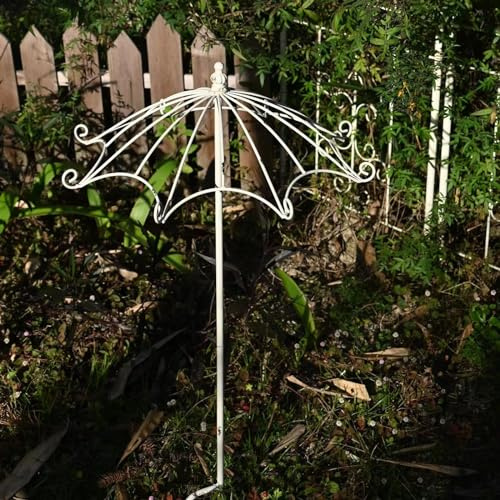 Enrejado de hierro resistente al óxido para plantas en maceta, forma de paraguas, artesanía antigua, soporte de metal para rosas trepadoras, vides y verduras