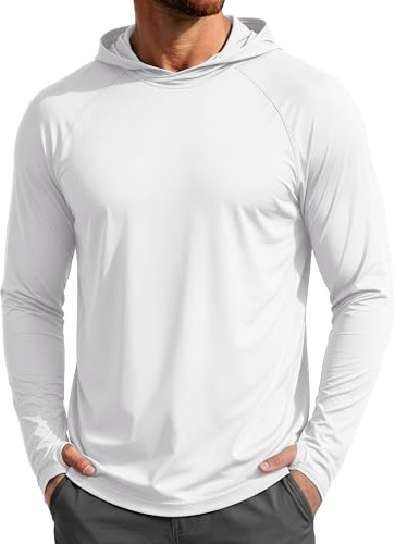 MAGCOMSEN Men's Sun Protection UPF 50+ Running Top Lightweight Quick Dry Breathable Gym Hoodies Long Sleeve Sports T Shirt