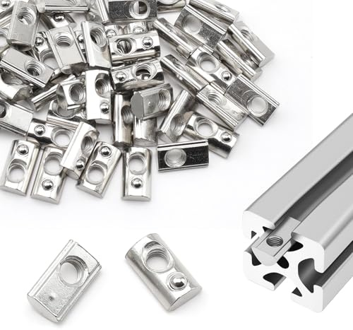 CHSEROK 50 Unidades Tuerca de Ranura en T M5, Bola de Centrado de Acero Al Carbono Tuercas de Bola de Perfil, Serie 20 Perfil de Aluminio Tuerca Deslizante, para Perfiles de Aluminio, Mecanizado CNC