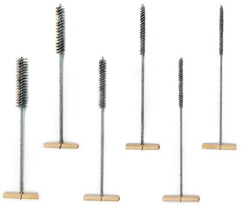 Foonary set med 6 stycken borrhålsborstar, 8 mm/10 mm/12 mm/16 mm/20 mm/25 mm, trådborste för slagborrar, T-handtag, rörborste, rengöringsborste, rund för rengöring av borrhål