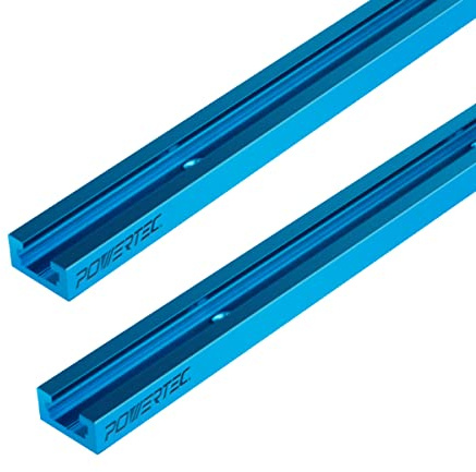 POWERTEC 71118 24 Inch Double-Cut Profile Universal T-Track with Predrilled Mounting Holes, 2 Pack, T Track for Woodworking Jigs and Fixtures, Drill Press Table, Router Table, Workbench