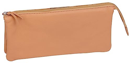 Clairefontaine 8441C Schlampermäppchen 21x3x11cm aus Leder Naturbraun