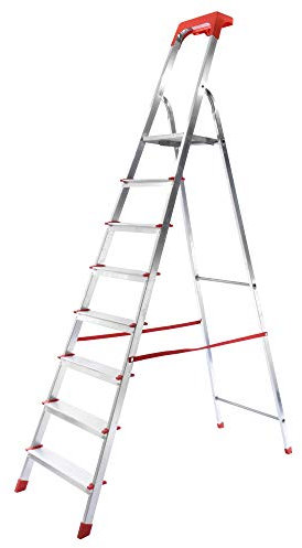 House Collection, Scala pieghevole, alluminio, 8 gradini, fai da te