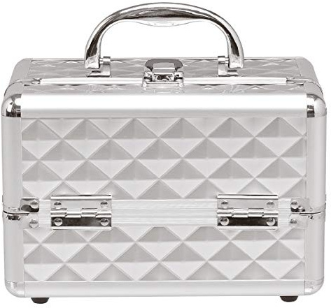 DREAMADE Kosmetikkoffer Mini, Schminkkoffer Make-up Multikoffer, Beauty Case, Make-up Box Kosmetikkasten ausklappbar, Kosmetikkoffer mit Spiegel, Kosmetiktasche tragbar (Silber)