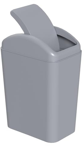Lesbye 15 L Kitchen Trash Bin, Plastic Swing Top Dustbin, Bathroom Office Waste Bin, Grey