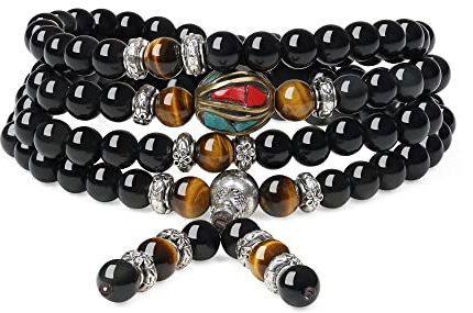 COAI 108 Mala Wickelarmband aus Obsidian