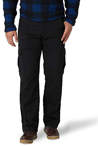Wrangler Authentics Herren Cargohose mit Fleece-Futter Lässige Hose, Black Twill, 36W / 34L