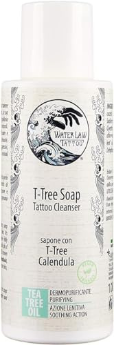 Water Law Tattoo T-Tree Soap Tattoo Cleanser - Sanfte Seife für tätowierte Haut mit physiologischem pH-Wert, 100 ml, hergestellt in Italien