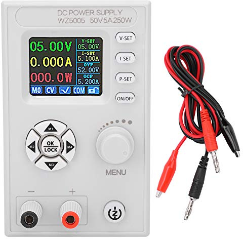 Fuente de alimentación regulada por CC Control digital, con pantalla LCD a color ajustable de 1,8 pulgadas Pantalla de 4 dígitos, DC6‑55V WZ5005,0-5A, almacenamiento de datos rápido y conveniente, OTP