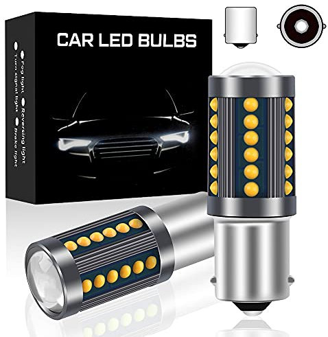 yifengshun 2 pièces jaune BA15S ampoules clignotant LED P21W, 1156 ampoule de clignotant 36SMD mise à niveau des puces COB 500LM LED clignotants avant arrière pour véhicule automobile 12V