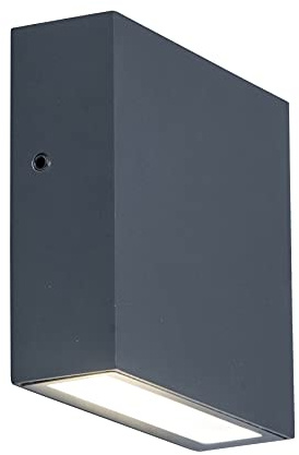 LUTEC Lámpara de pared Gemini XF, de diseño elegante, moderna de aluminio en antracita, adecuada para cualquier pared, garaje, terraza, 9 W, 230 V, 750 lm, 11 x 11 x 3,8 cm