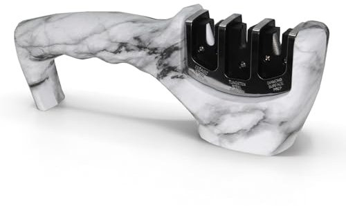 Affilatore Professionale 3 in 1 - Affilatore Coltelli Manuale - Compatibile Coltelli con Lame Acciaio Inox e Ceramica- Adatto per tutte le dimensioni di Coltelli - 20 CM (Marmo)