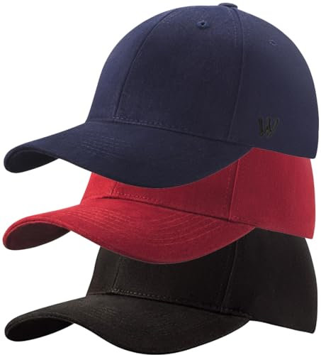 4sold Baseballkappe für Herren und Damen, 100% Baumwolle, Baseballkappe, Sport, lässig, einfarbig, Sonnenhut, Hüte, Messing, Polo-Stil, klassisch, 3 Stück, Farbset 8, One Size