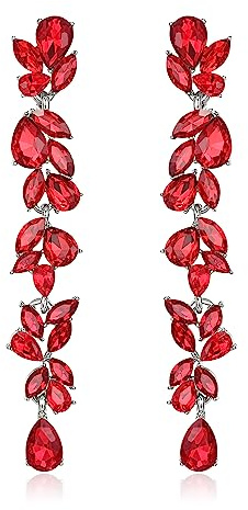 EVER FAITH Strass Kristall Kronleuchter baumeln Ohrringe Art Deco Marquise Teardrop lange baumeln Tropfen Ohrringe für Damen Braut Hochzeit Prom Klar Silber-Ton