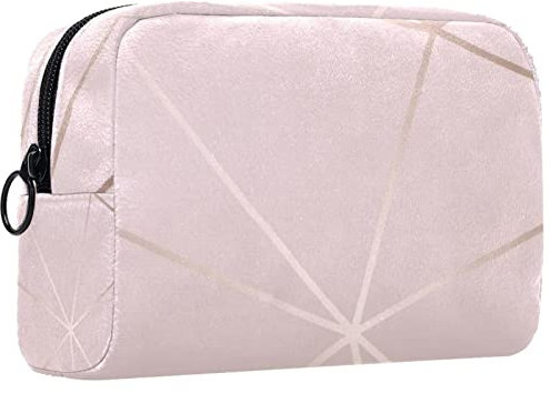 Kleine Schminktasche für Damen,Schminktasche, Reisekosmetiktasche,roségoldenes Marmormuster Drucken
