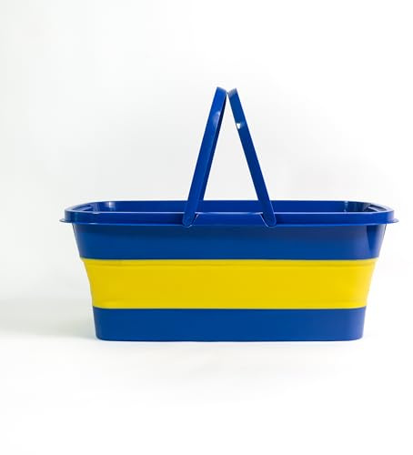 Meridiana - Secchio Pieghevole rettangolare 15 Litri in Silicone - Secchiello Richiudibile 15l per Pulizie Bucato Campeggio Pesca - Secchio Portatile Acqua - Blu GIALLO (compatibile con SPACE MOP)