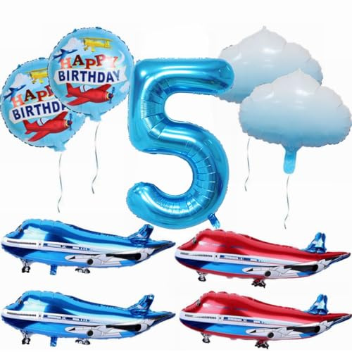 Yunchu Online 5. Flugzeug Geburtstag Dekoration Großer Blauer Rot Flugzeug Ballon Flugzeug Geburtstag Ballon Flugzeug Cloud Folienballons