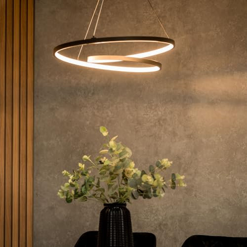 ValueLights | Matt Black Loop Ceiling Light with Integrated LED Touch Button | Pendant Lights, Home Décor & Improvement Essential