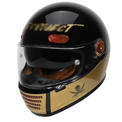 Vintage Motorrad Integralhelme Mit Visier, Retro Motorradhelm Open Face Helme, Offener Motocrosshelme Herren Damen, DOT/ECE-Zulassung Jethelme Für ATV UTV ( Color : C , Size : M=(57-58cm) )