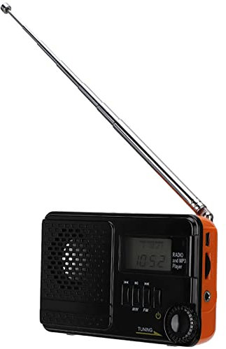 flexman Radio FM MW, Radio con Batería Recargable con Altavoz Incorporado, Compatible con Entrada de Tarjeta USB TF, Reproducción de MP3, Despertador, Visualización de Fecha y Hora