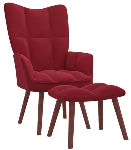 GuyAna Relaxsessel mit Hocker Weinrot Samt Wohnzimmersessel Meditation Chair Kinosessel