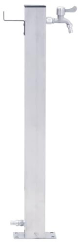 Gecheer Wassersäule Wasserzapfsäule für Garten Entnahmestelle Wasserhahn Wasserzapfstelle 100 cm Edelstahl Quadratisch