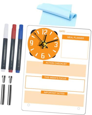 Amosfun 1satz -planungsboard Mit Uhr Abwischbare Notizen Zeitverwaltung Tischkalender Für Effiziente Organisation Für Büro Zuhause