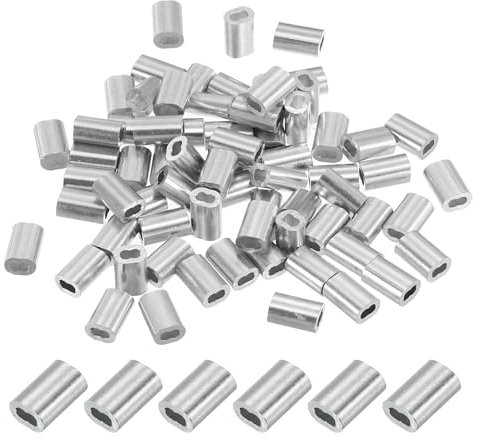 PATIKIL Manicotti a Crimpare Alluminio da 3/64/ 1,2 Mm, 70 Pezzi Puntali a Crimpare Cavi Manicotti Fune Metallico Rigging Ringhiera, Tono Argento