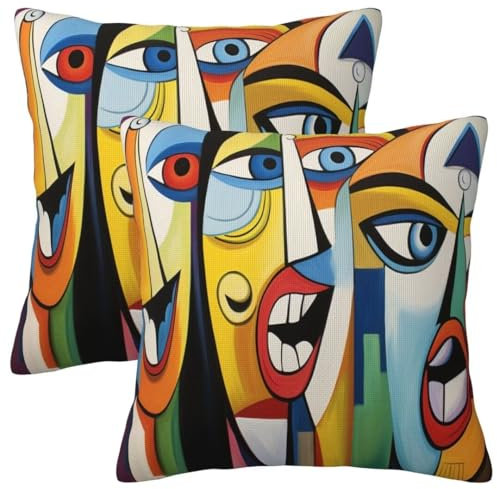 Kissenbezug 35x35 cm 2er Set Herbst Deko Kissen Abstrakt Kissenbezug,Quadrat Kissenbezüge,Weicher Sofakissen,Kissenhülle Herbst,Zier Kissen Mit ReißVerschluss,Couch Deko Schlafzimme Gifts 14x14Inch