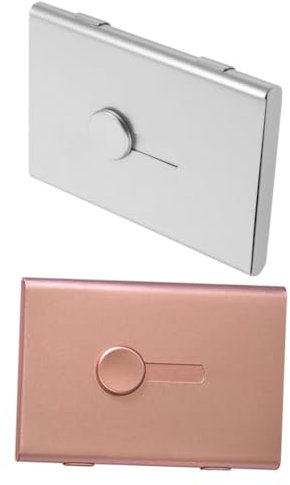 CANIGHT Kartenhalter-set 2-teilig Visitenkartenetuis Aluminiumlegierung Schmale Brieftasche Herausziehbarer Karten-organizer Für Büro Und Reisen Gold