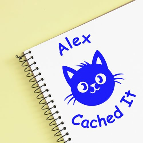 Wood Handle Kitty Cache Stamp - Geo Cache Stamp for Geocaching Adventures - Ideal Found It Stamp for CITO Participants - 3/4 Size, Ideal for Stamp Pad Use - Enhance Your Geocaching Experience