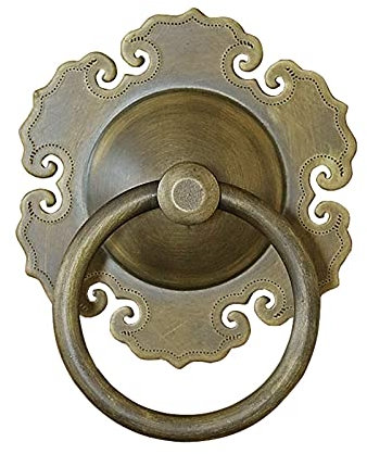 Classic Round Door Knocker with Bra Design for Outdoor Fence Handle Pull Ring in Courtyard 6cm/21cm Optional (Brown XL 15cm/5.9inch)
